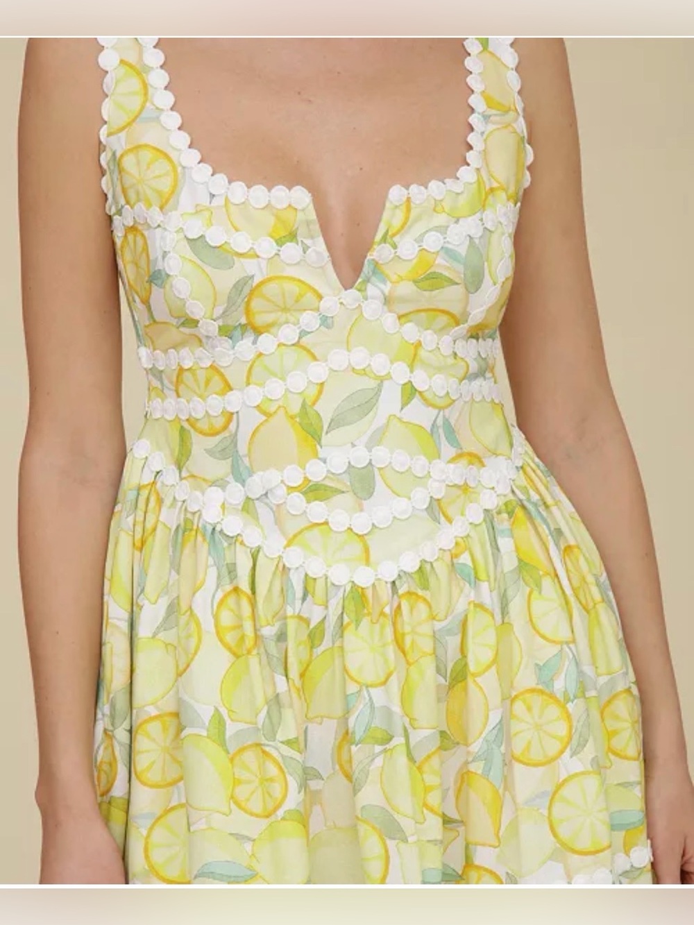 NWT Avec Les Filles Limoncello Lemon Print Fit & Flare Mini Dress Size 12 - Picture 2 of 13